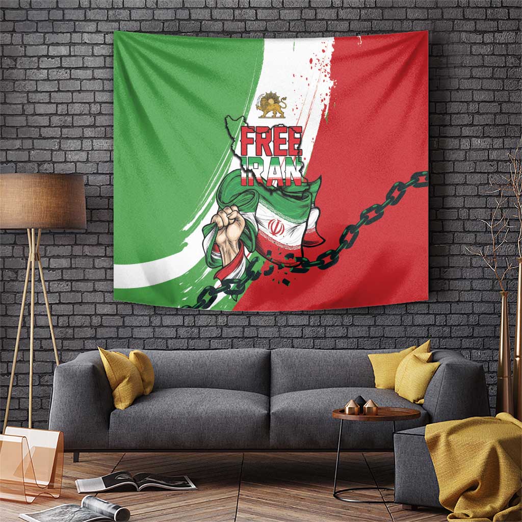 Free Iran Lion and Sun Tapestry Persian Freedom Protest