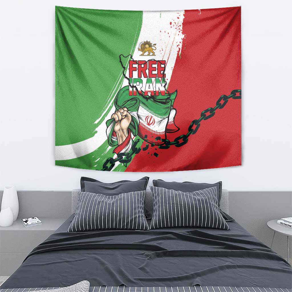 Free Iran Lion and Sun Tapestry Persian Freedom Protest
