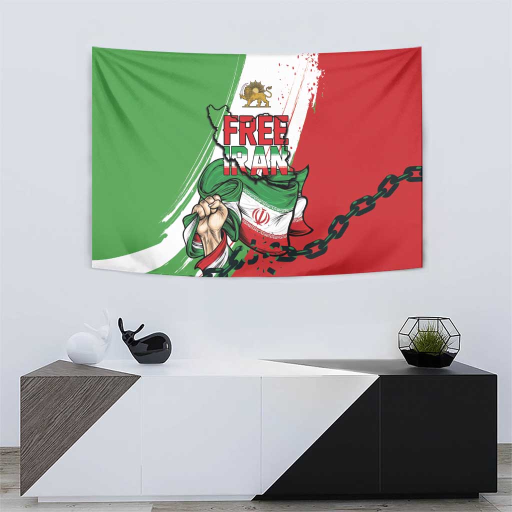 Free Iran Lion and Sun Tapestry Persian Freedom Protest
