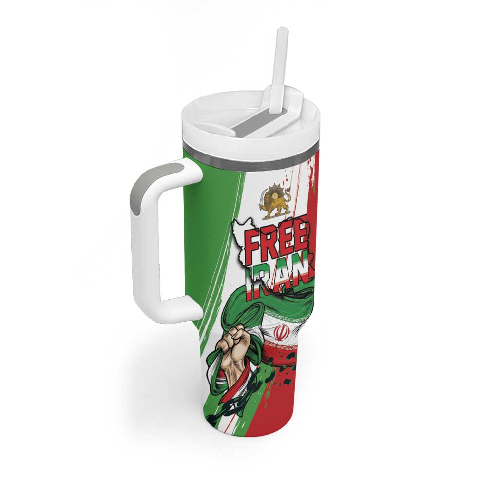 Free Iran Lion and Sun Personalized Tumbler With Handle Persian Freedom Protest