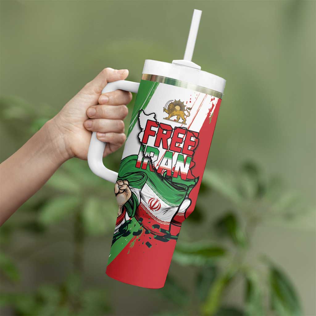 Free Iran Lion and Sun Personalized Tumbler With Handle Persian Freedom Protest