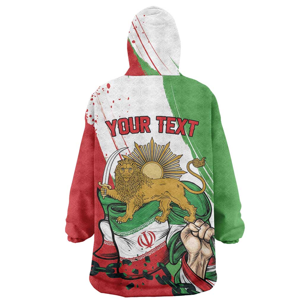 Free Iran Lion and Sun Personalized Wearable Blanket Hoodie Persian Freedom Protest