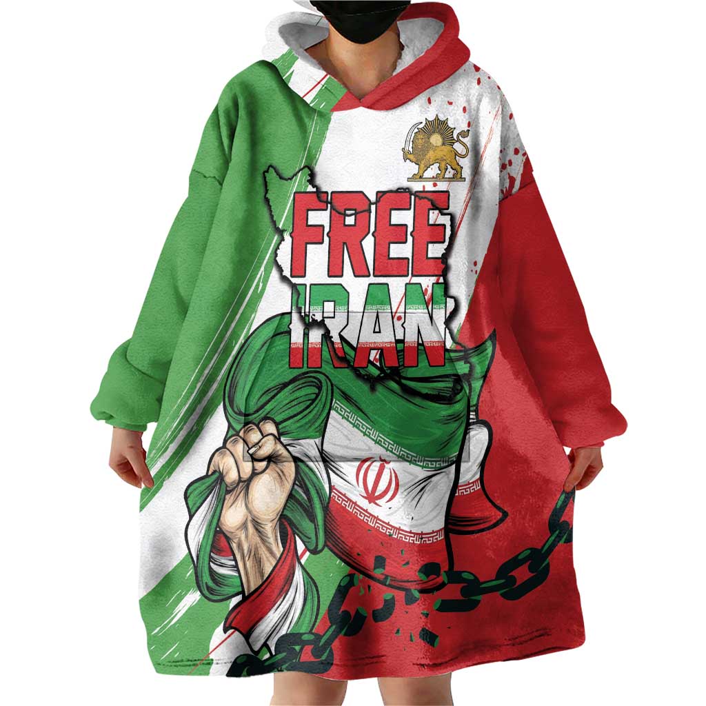Free Iran Lion and Sun Personalized Wearable Blanket Hoodie Persian Freedom Protest