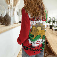 Free Iran Lion and Sun Personalized Women Casual Shirt Persian Freedom Protest