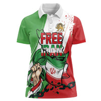 Free Iran Lion and Sun Personalized Women Polo Shirt Persian Freedom Protest