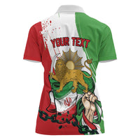 Free Iran Lion and Sun Personalized Women Polo Shirt Persian Freedom Protest