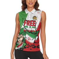 Free Iran Lion and Sun Personalized Women Sleeveless Polo Shirt Persian Freedom Protest