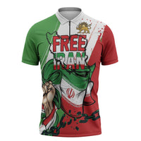 Free Iran Lion and Sun Personalized Zipper Polo Shirt Persian Freedom Protest