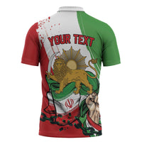 Free Iran Lion and Sun Personalized Zipper Polo Shirt Persian Freedom Protest