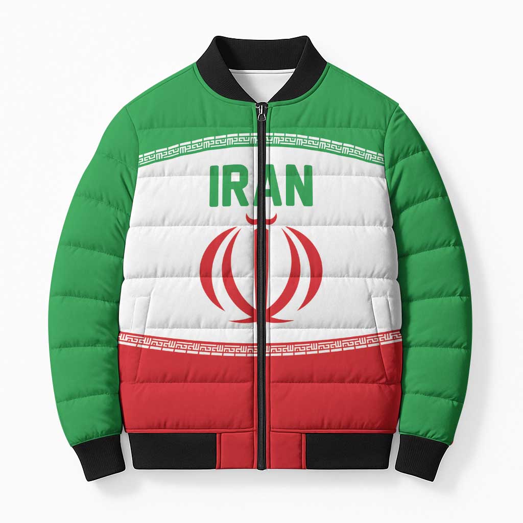 Iran Flag Custom Bomber Puffer Jacket Persian Pride National Colors