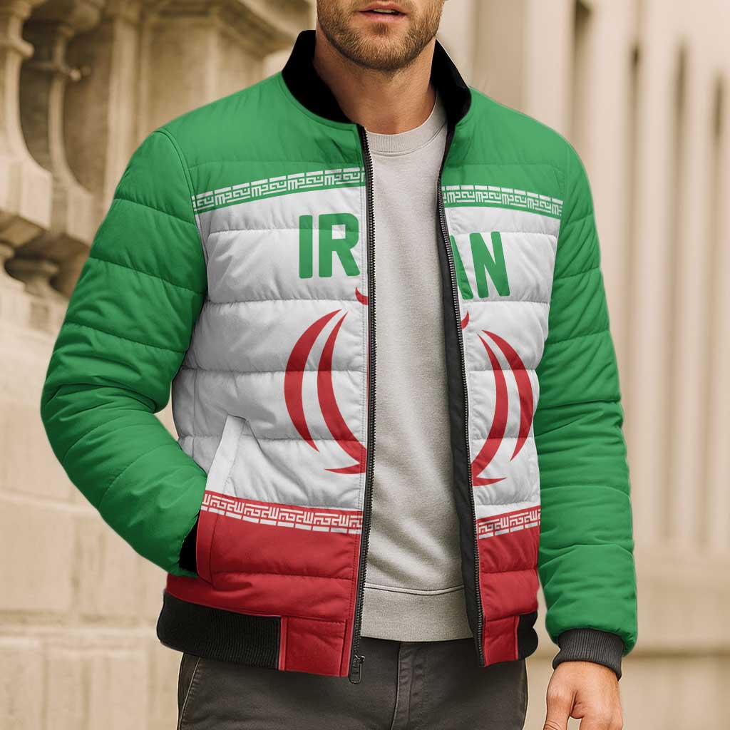 Iran Flag Custom Bomber Puffer Jacket Persian Pride National Colors