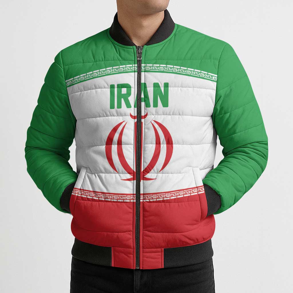 Iran Flag Custom Bomber Puffer Jacket Persian Pride National Colors
