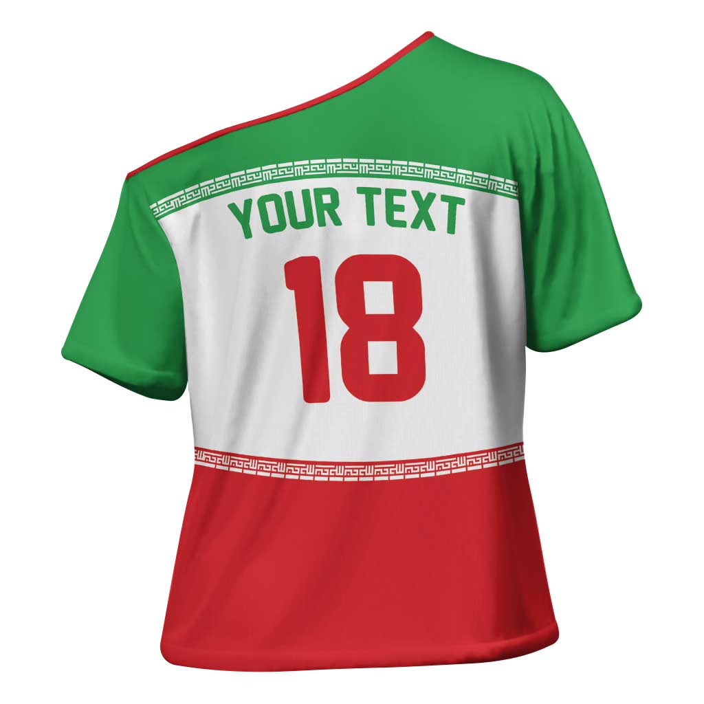 Iran Flag Custom Cross Shoulder Shirt Persian Pride National Colors