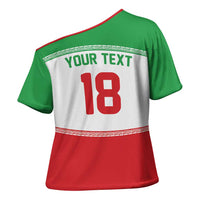 Iran Flag Custom Cross Shoulder Shirt Persian Pride National Colors