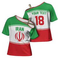 Iran Flag Custom Cross Shoulder Shirt Persian Pride National Colors
