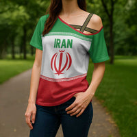 Iran Flag Custom Cross Shoulder Shirt Persian Pride National Colors