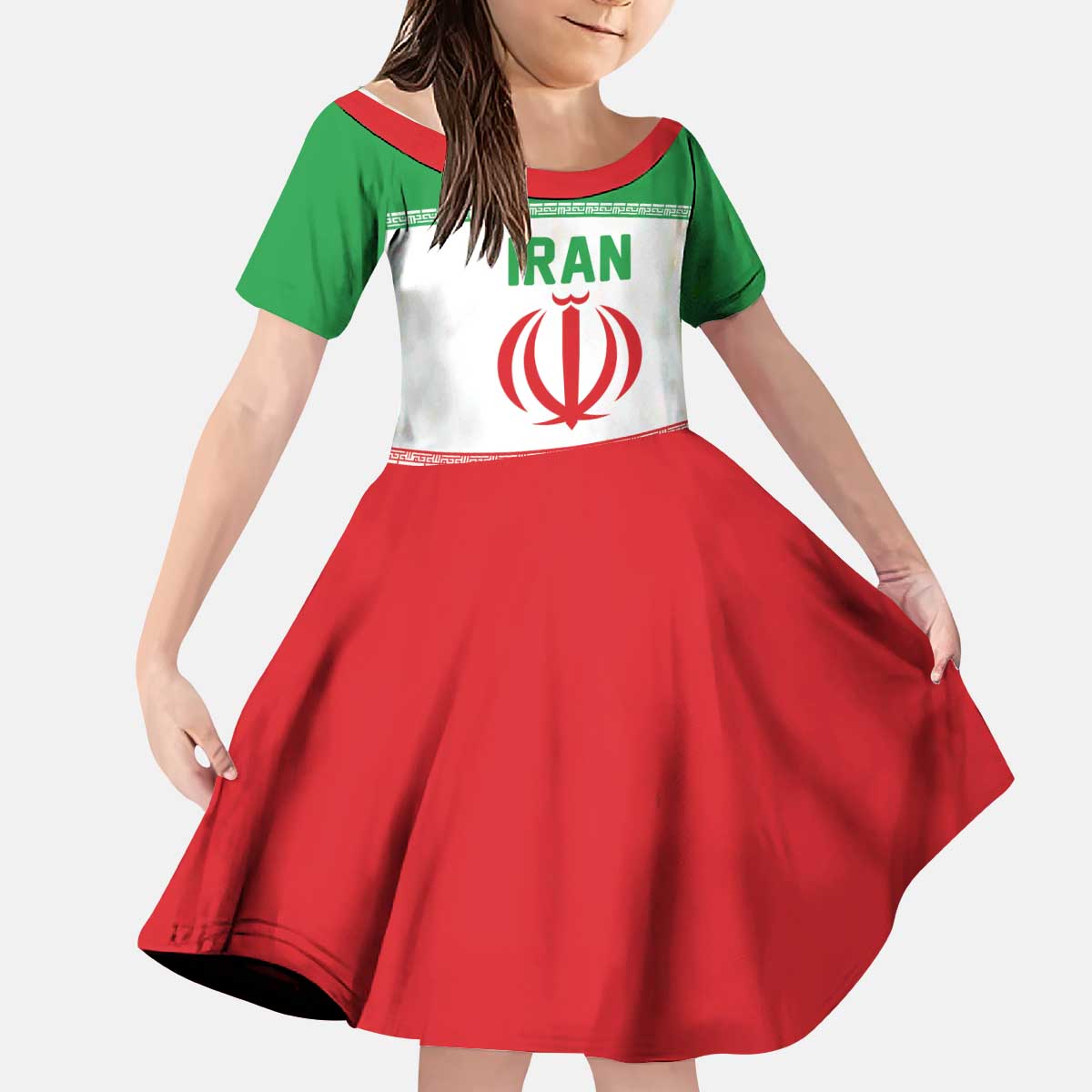 Iran Flag Custom Kid Short Sleeve Dress Persian Pride National Colors