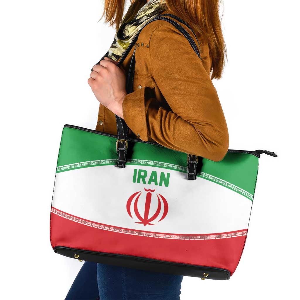 Iran Flag Leather Tote Bag Persian Pride National Colors