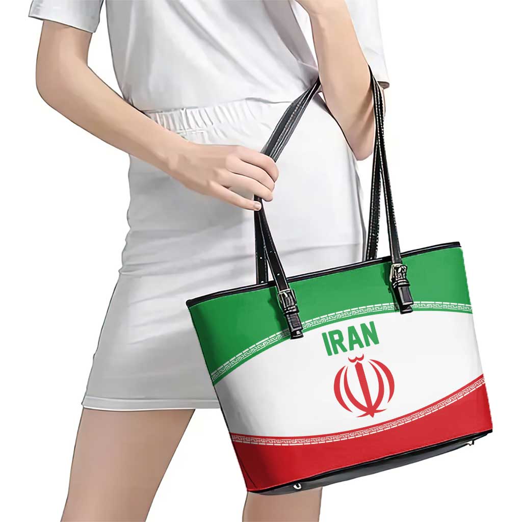 Iran Flag Leather Tote Bag Persian Pride National Colors