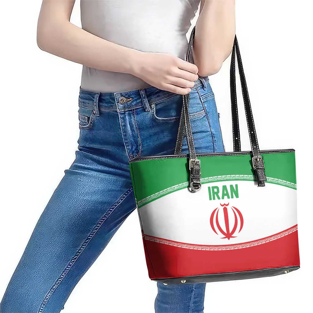 Iran Flag Leather Tote Bag Persian Pride National Colors