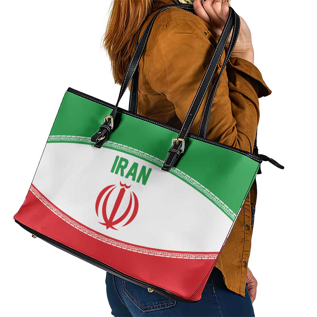 Iran Flag Leather Tote Bag Persian Pride National Colors