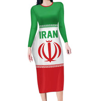 Iran Flag Custom Long Sleeve Bodycon Dress Persian Pride National Colors