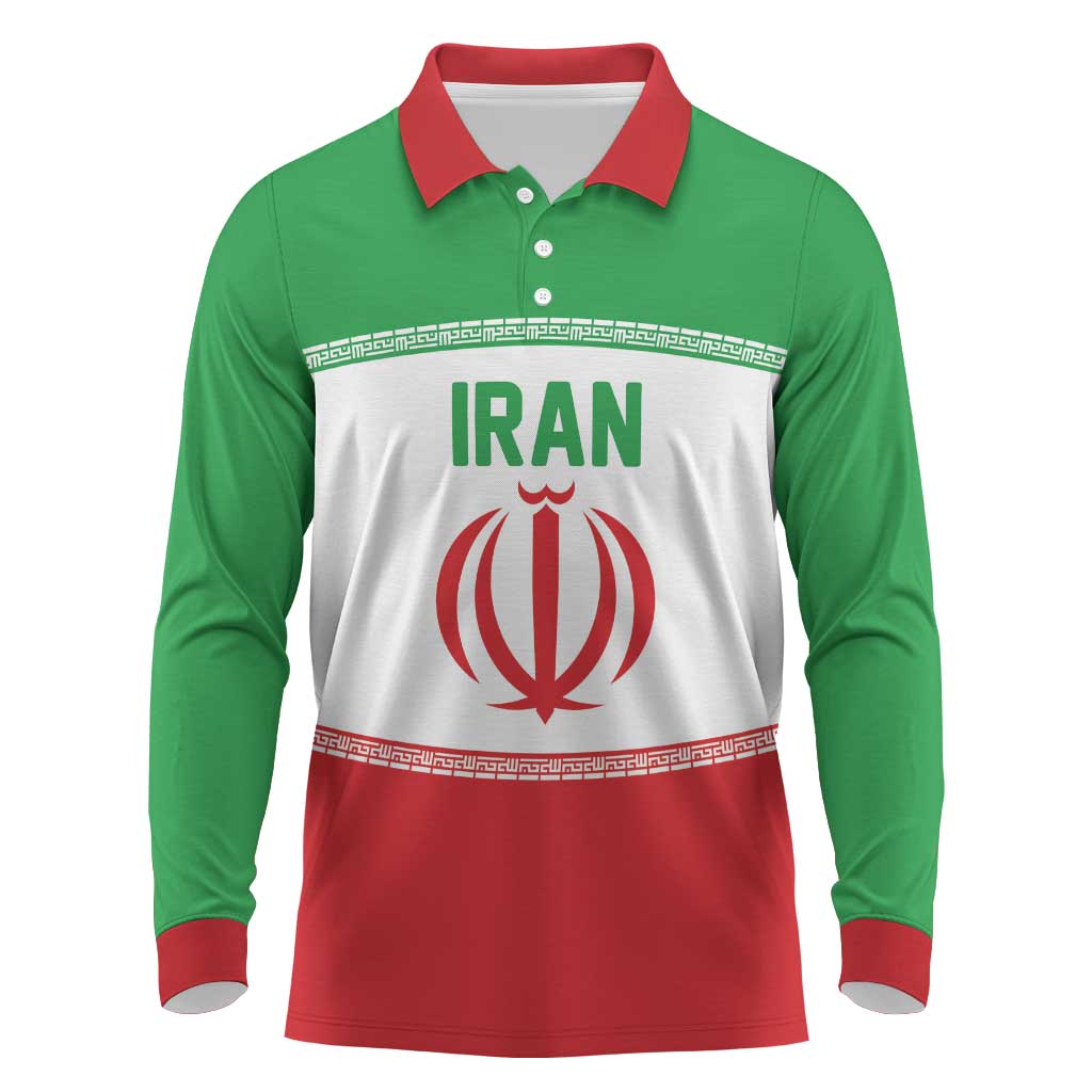 Iran Flag Custom Long Sleeve Polo Shirt Persian Pride National Colors