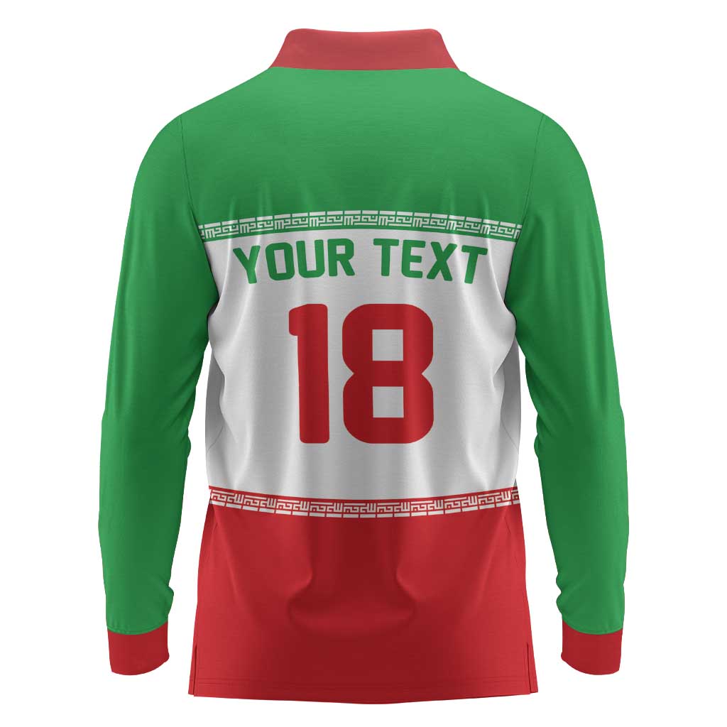 Iran Flag Custom Long Sleeve Polo Shirt Persian Pride National Colors