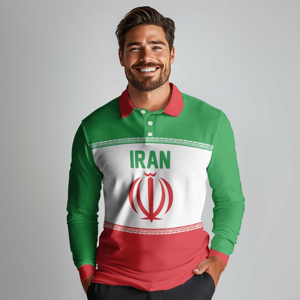 Iran Flag Custom Long Sleeve Polo Shirt Persian Pride National Colors