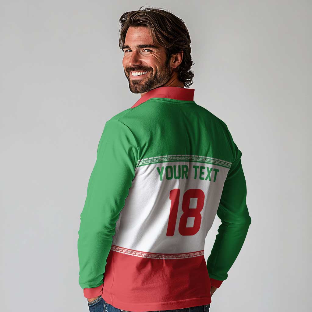 Iran Flag Custom Long Sleeve Polo Shirt Persian Pride National Colors