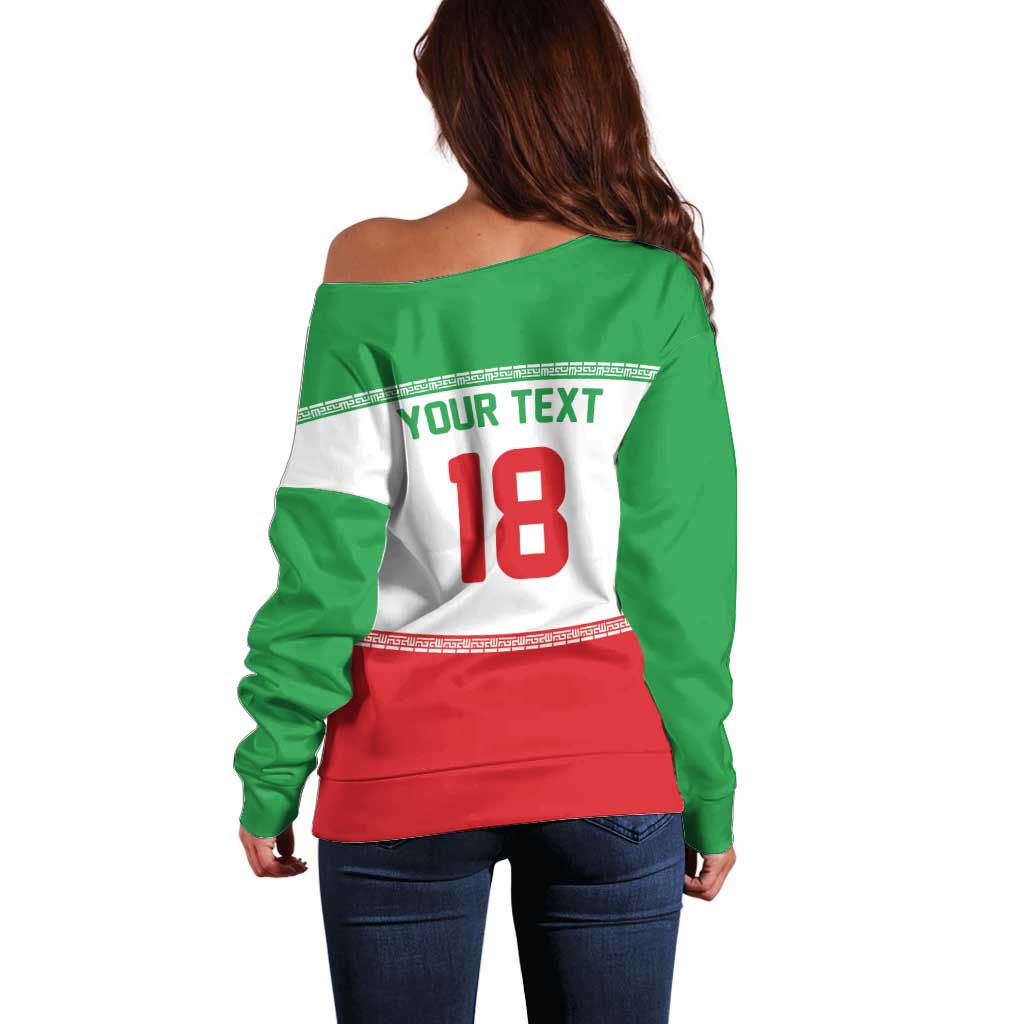 Iran Flag Custom Off Shoulder Sweater Persian Pride National Colors