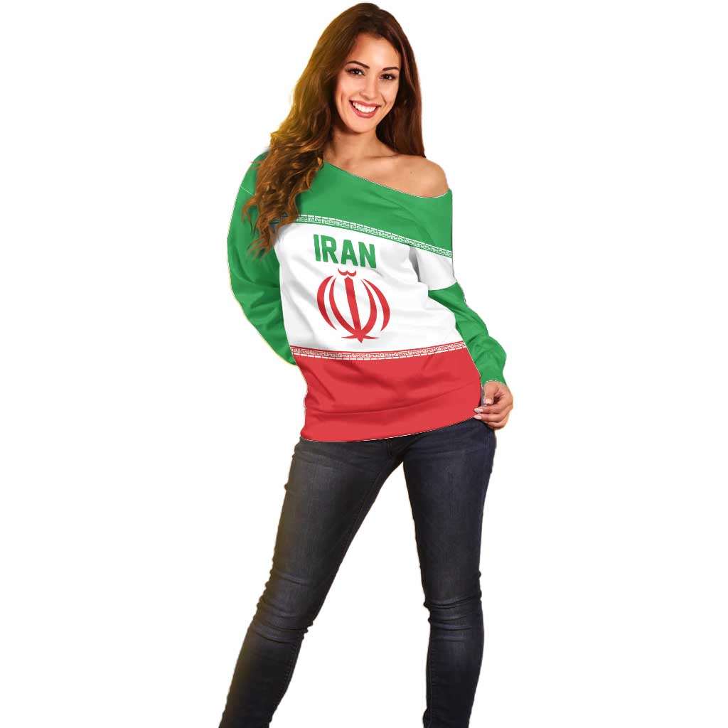 Iran Flag Custom Off Shoulder Sweater Persian Pride National Colors