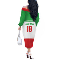 Iran Flag Custom Off The Shoulder Long Sleeve Dress Persian Pride National Colors