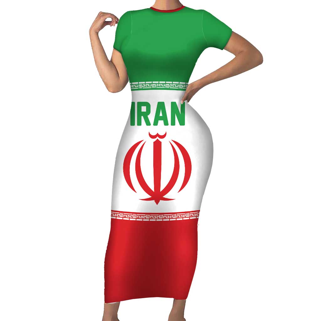 Iran Flag Custom Short Sleeve Bodycon Dress Persian Pride National Colors
