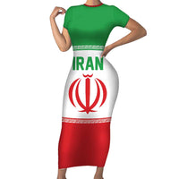 Iran Flag Custom Short Sleeve Bodycon Dress Persian Pride National Colors