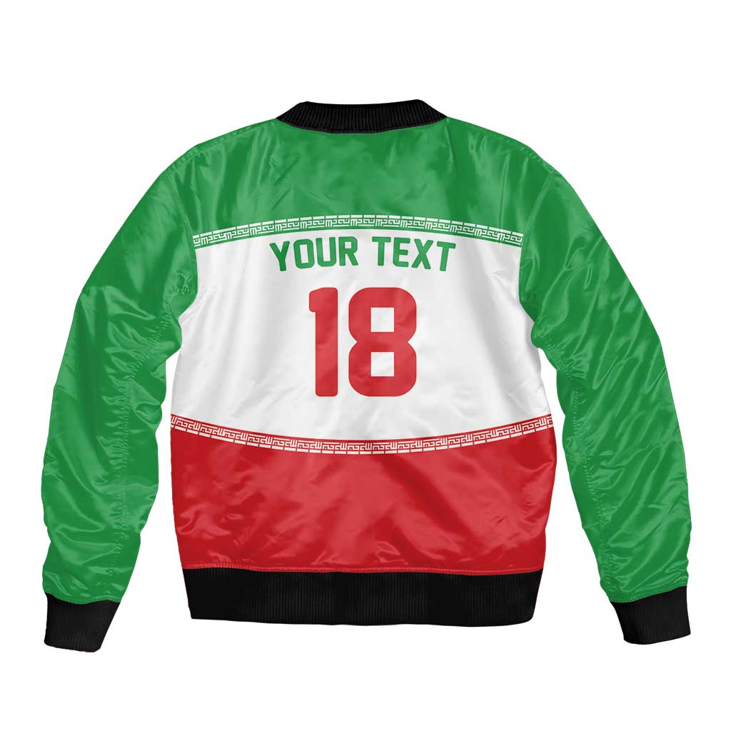 Iran Flag Custom Sleeve Zip Bomber Jacket Persian Pride National Colors