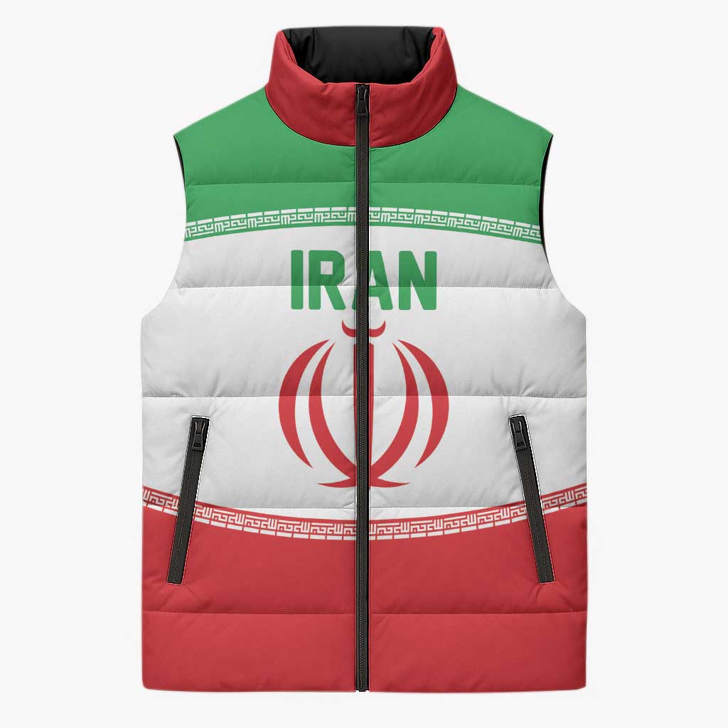 Iran Flag Custom Sleeveless Puffer Jacket Persian Pride National Colors