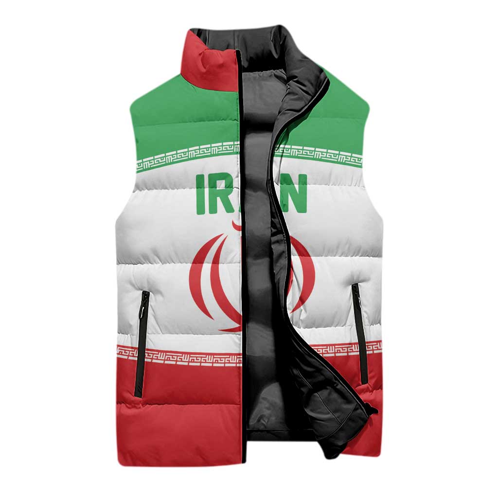 Iran Flag Custom Sleeveless Puffer Jacket Persian Pride National Colors