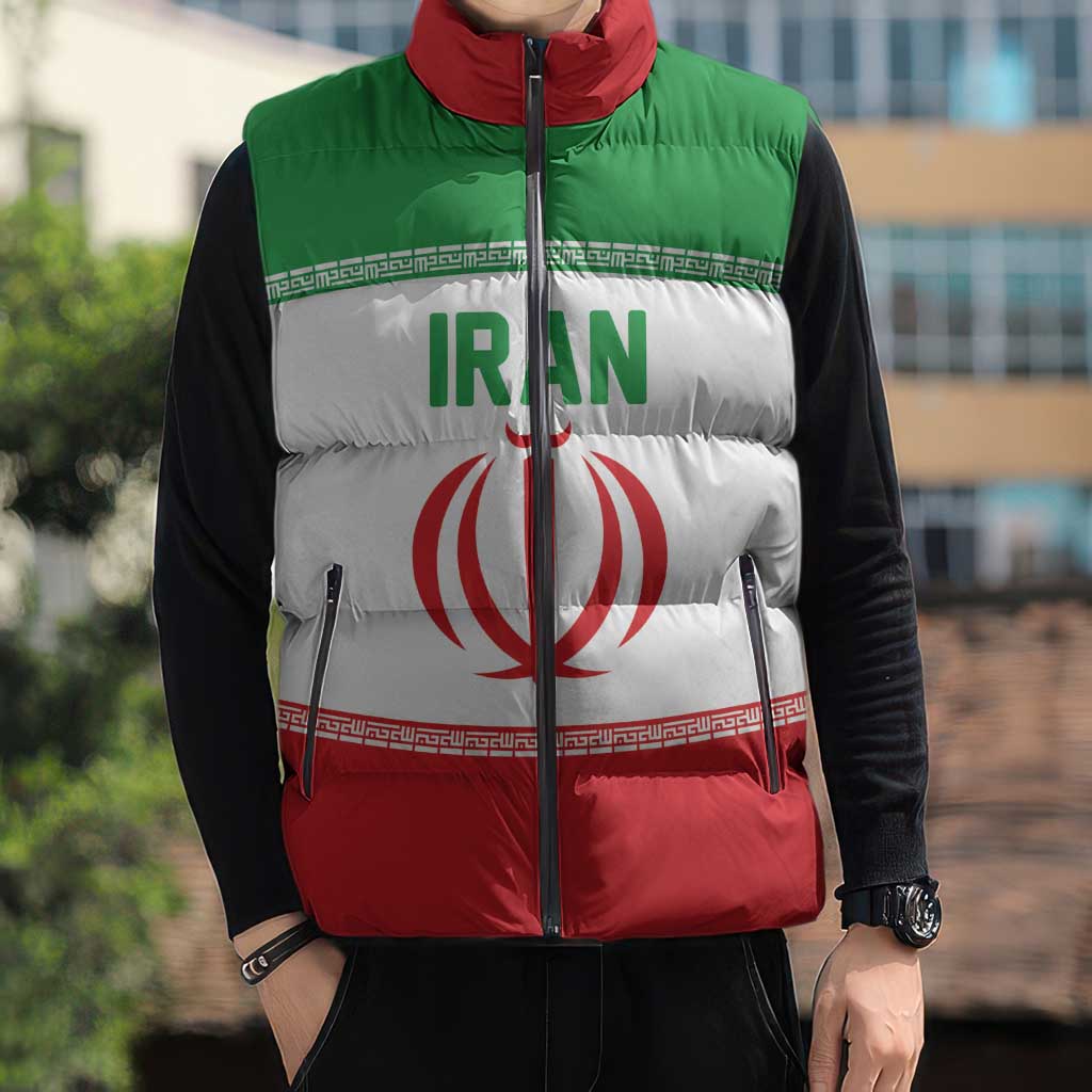 Iran Flag Custom Sleeveless Puffer Jacket Persian Pride National Colors