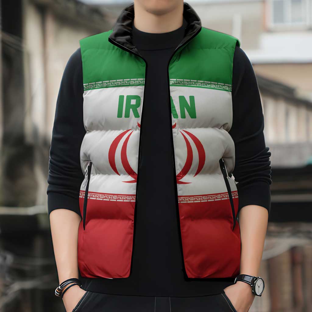 Iran Flag Custom Sleeveless Puffer Jacket Persian Pride National Colors