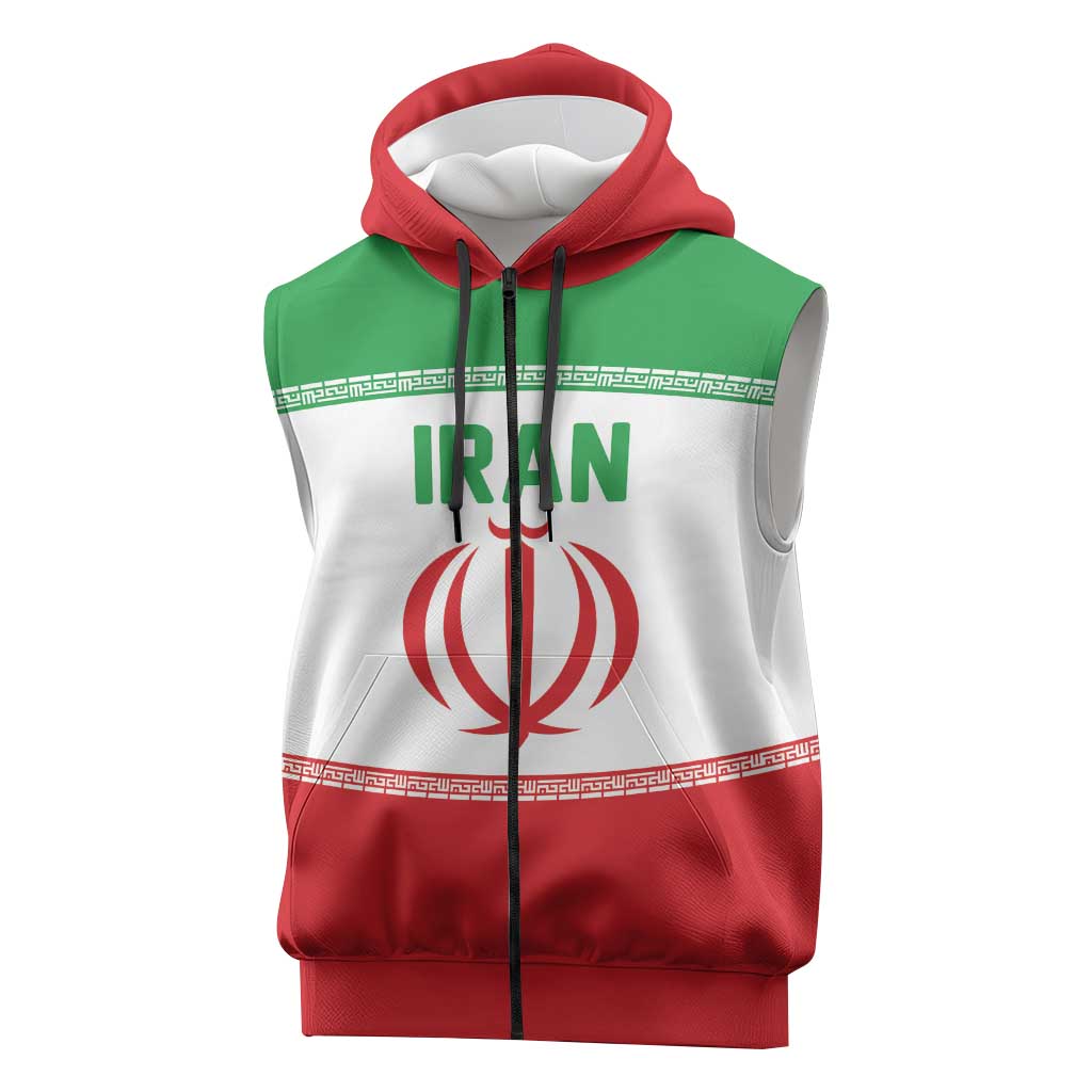 Iran Flag Custom Sleeveless Zip Hoodie Persian Pride National Colors