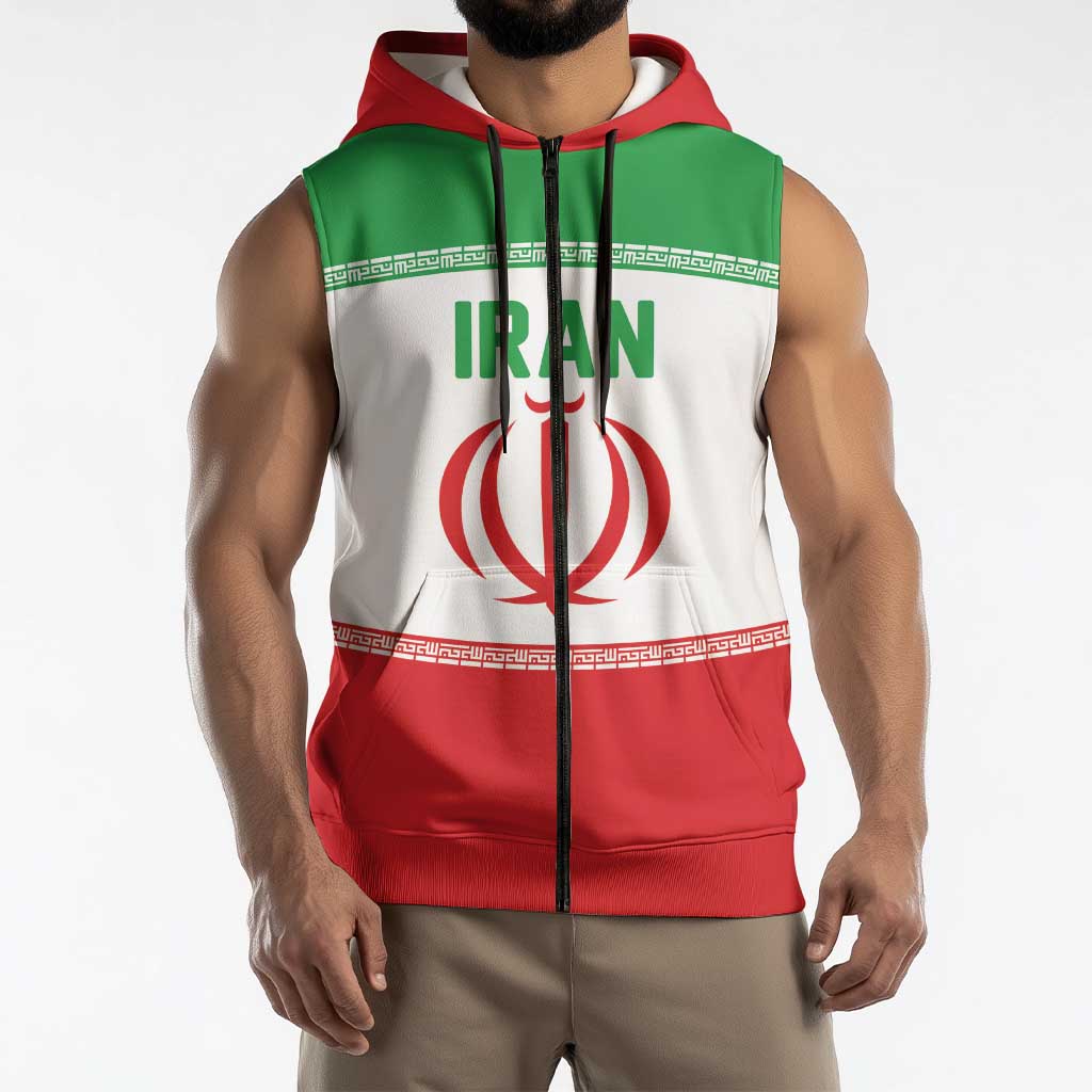 Iran Flag Custom Sleeveless Zip Hoodie Persian Pride National Colors