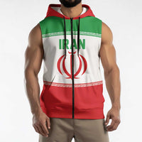 Iran Flag Custom Sleeveless Zip Hoodie Persian Pride National Colors