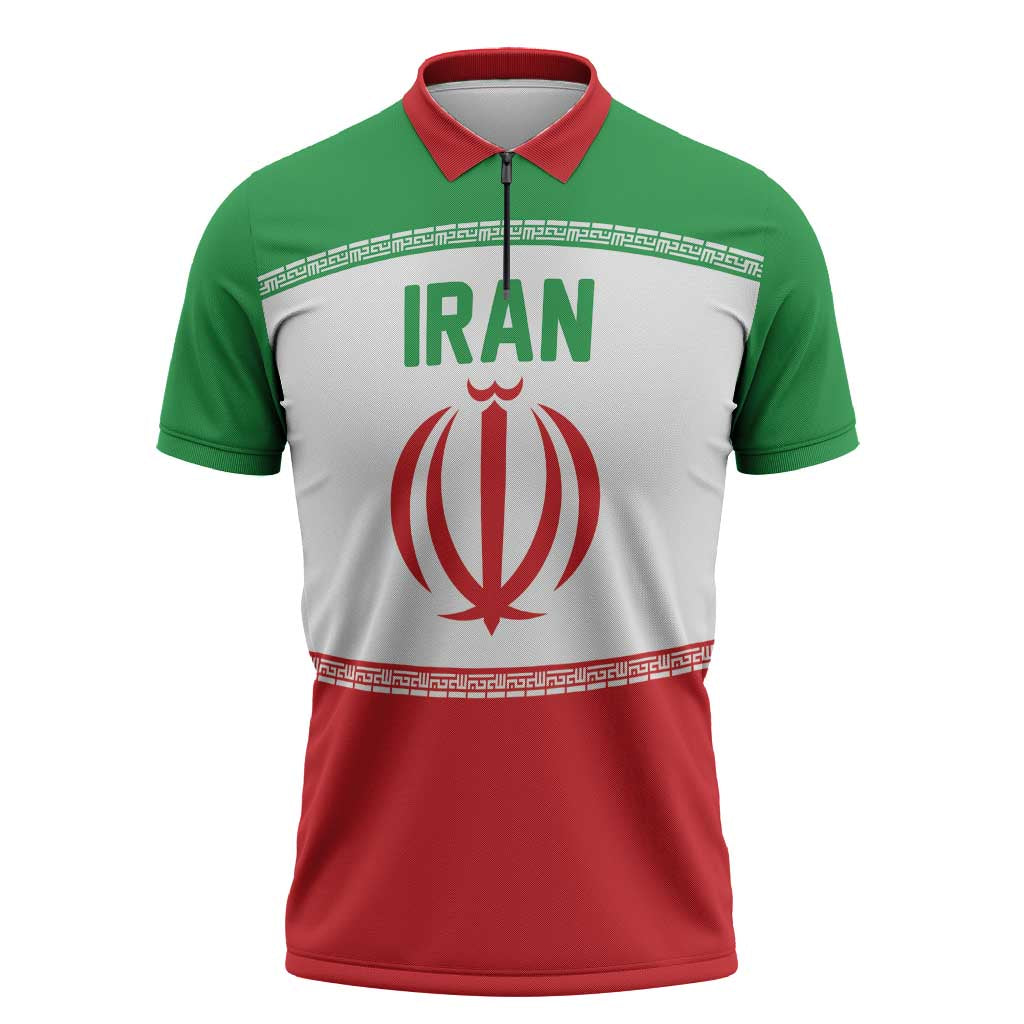 Iran Flag Custom Zipper Polo Shirt Persian Pride National Colors