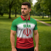Iran Flag Custom Zipper Polo Shirt Persian Pride National Colors