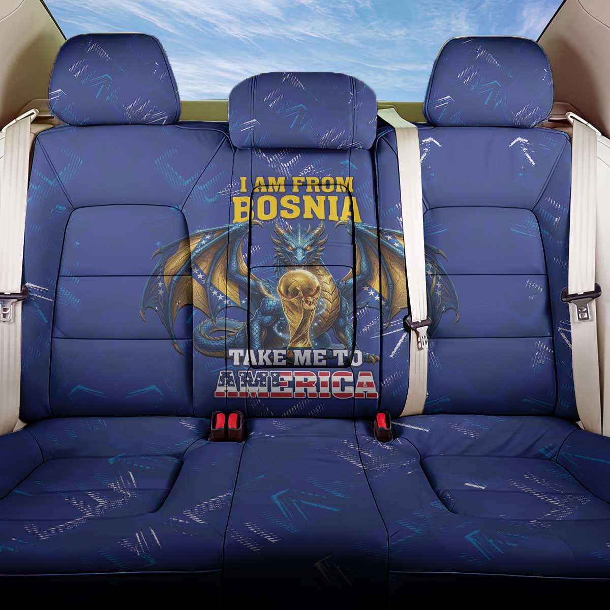I Am From Bosnia Take Me To America Back Car Seat Cover Road to WC 2026