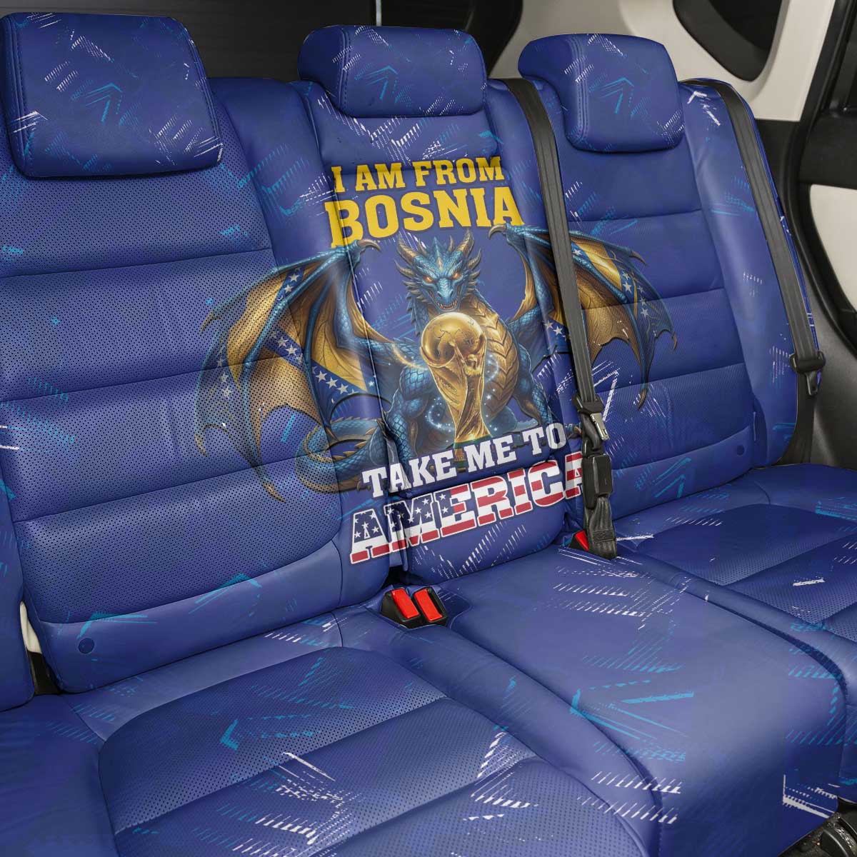 I Am From Bosnia Take Me To America Back Car Seat Cover Road to WC 2026