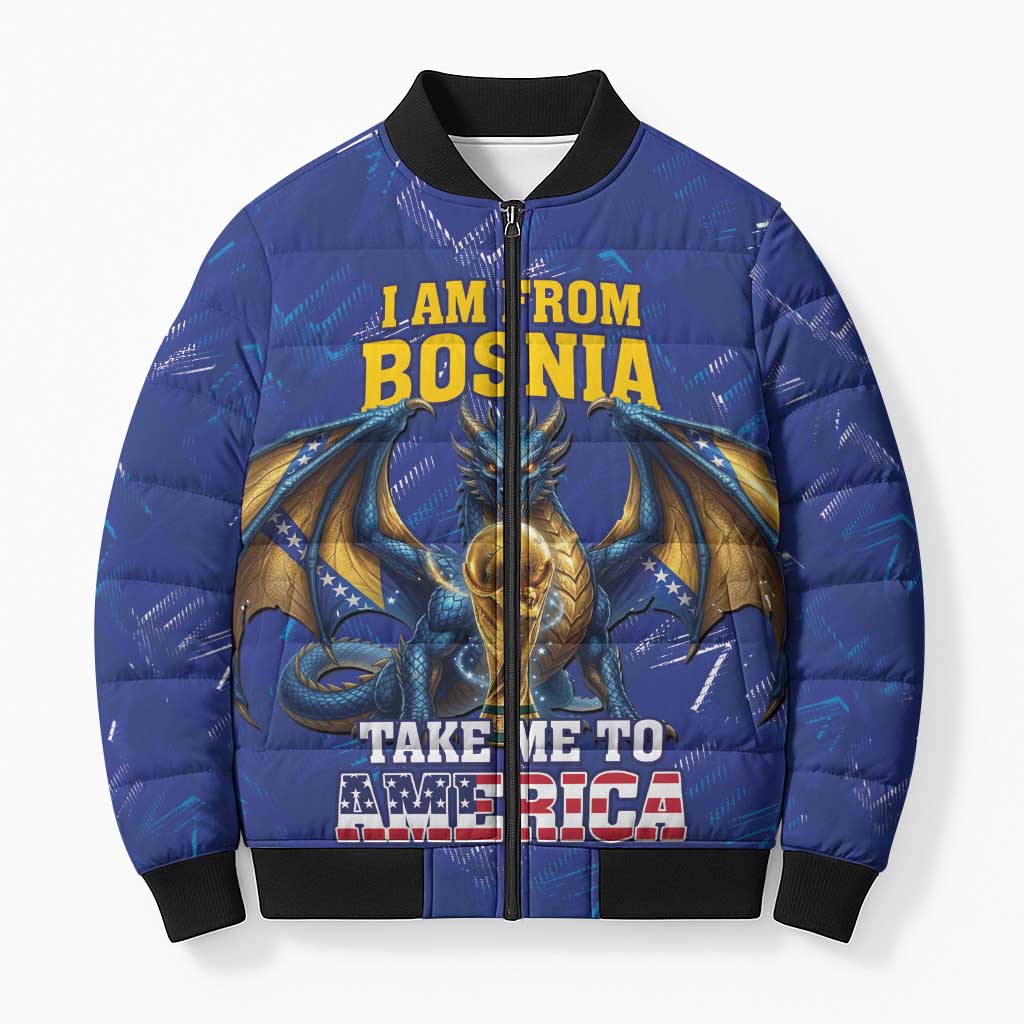 I Am From Bosnia Take Me To America Bomber Puffer Jacket Road to WC 2026