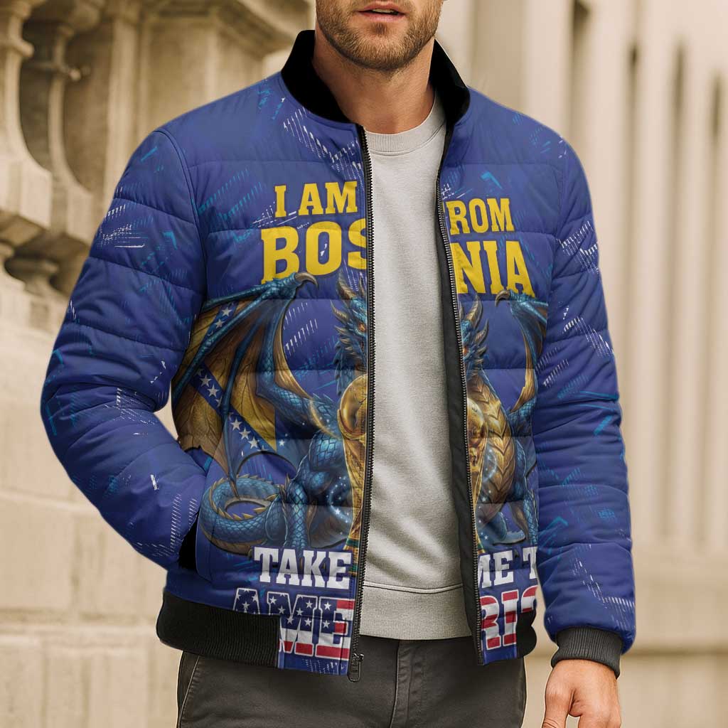 I Am From Bosnia Take Me To America Bomber Puffer Jacket Road to WC 2026