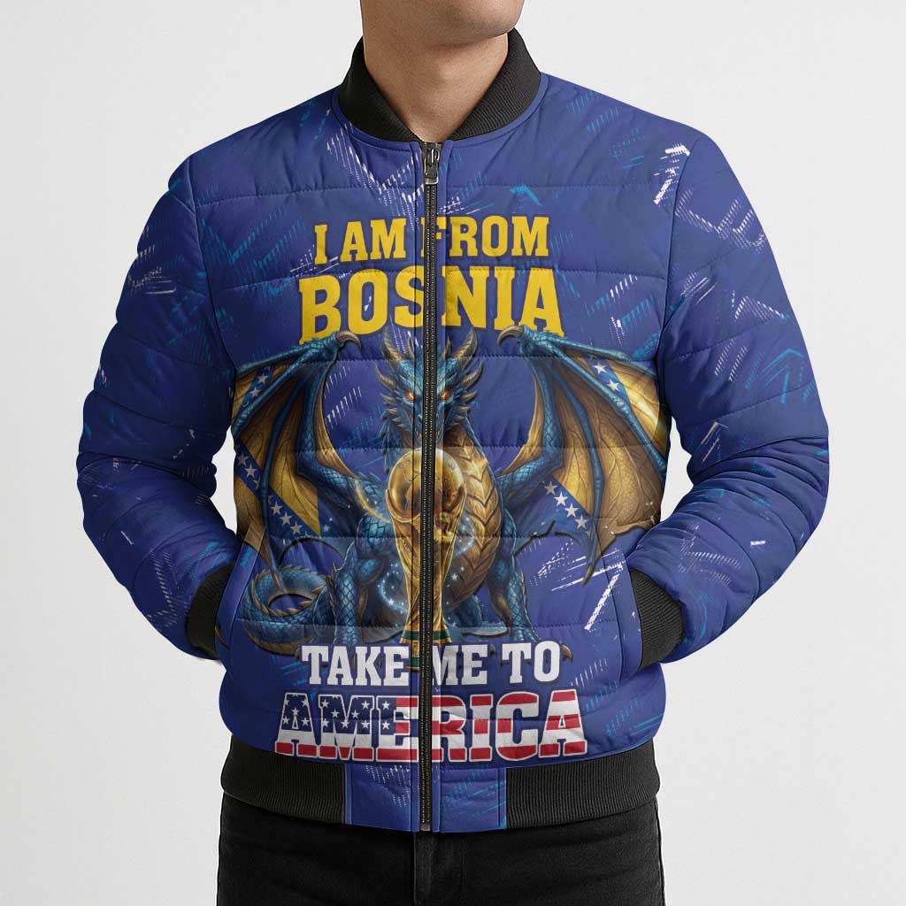 I Am From Bosnia Take Me To America Bomber Puffer Jacket Road to WC 2026